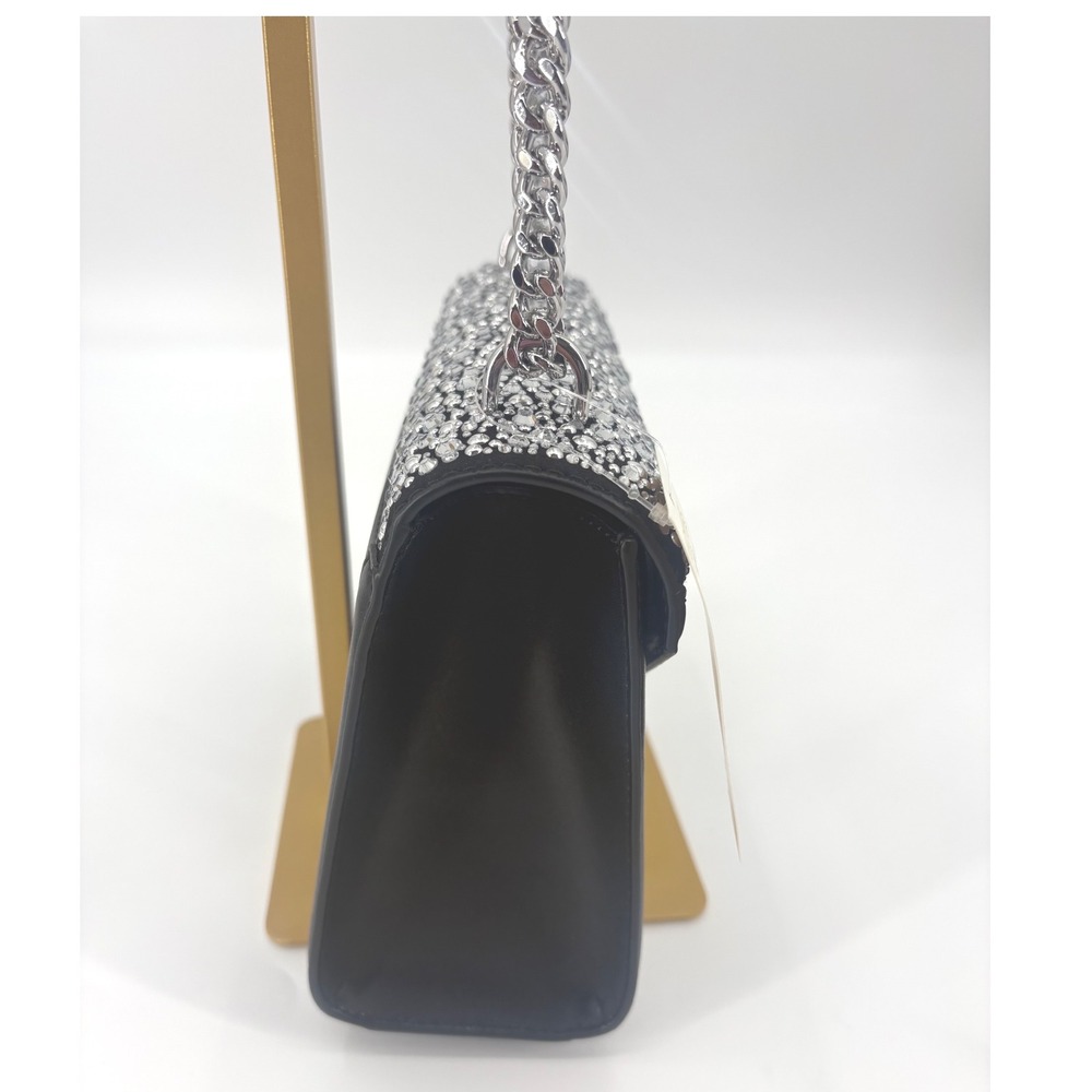 MICHAEL KORS Whitney Black Studded Embellished Leather Flap Chain Shoulder Bag - Picture 6 of 8